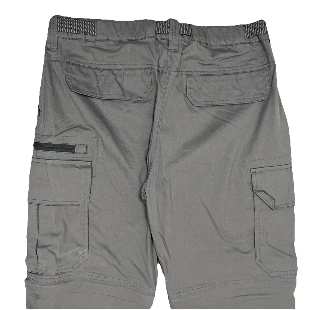 BC Clothing Mens Medium 34x30 Convertible Cargo Hiking Pants Gray Fishing